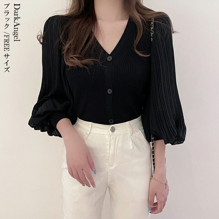 シフォンニットトップス