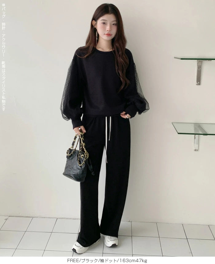 チュールドッキングスリーブプルオーバー