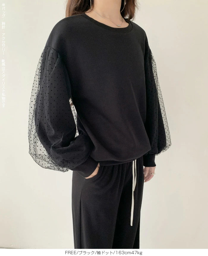 チュールドッキングスリーブプルオーバー