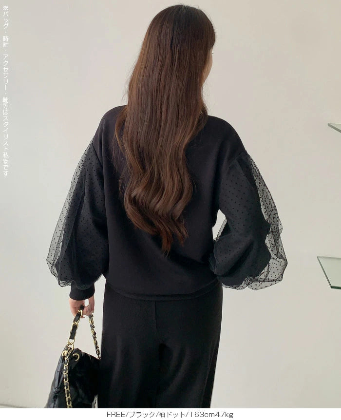 チュールドッキングスリーブプルオーバー