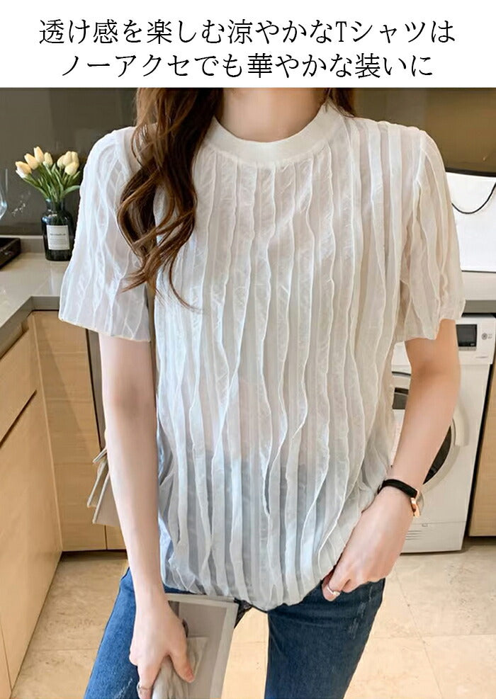 立体ウェーブシアーtシャツ