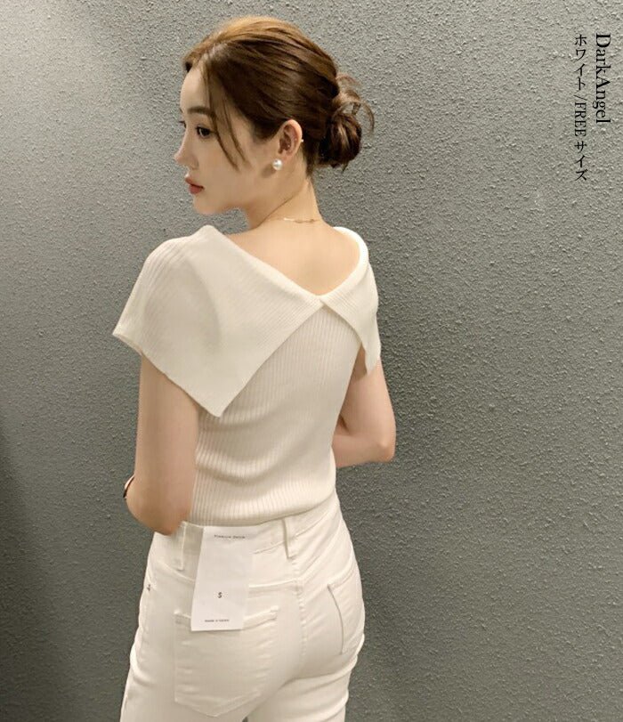 ビックカラーサマーリブニットトップス