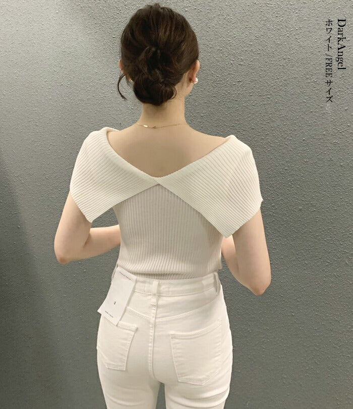 ビックカラーサマーリブニットトップス