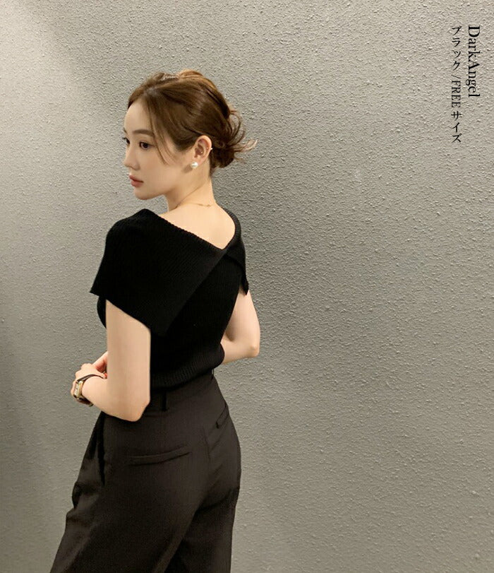 ビックカラーサマーリブニットトップス