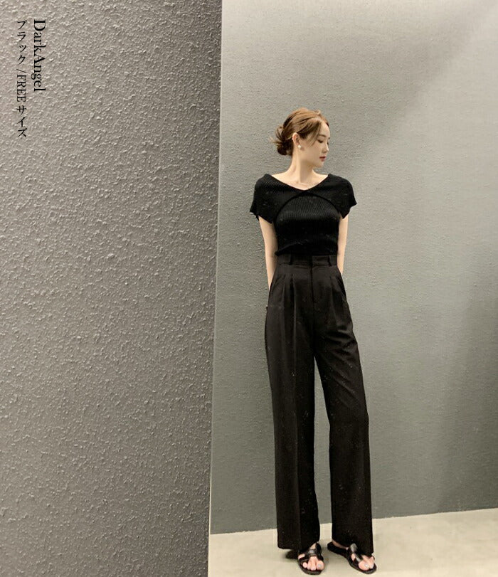 ビックカラーサマーリブニットトップス