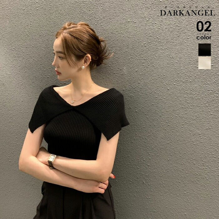 ビックカラーサマーリブニットトップス