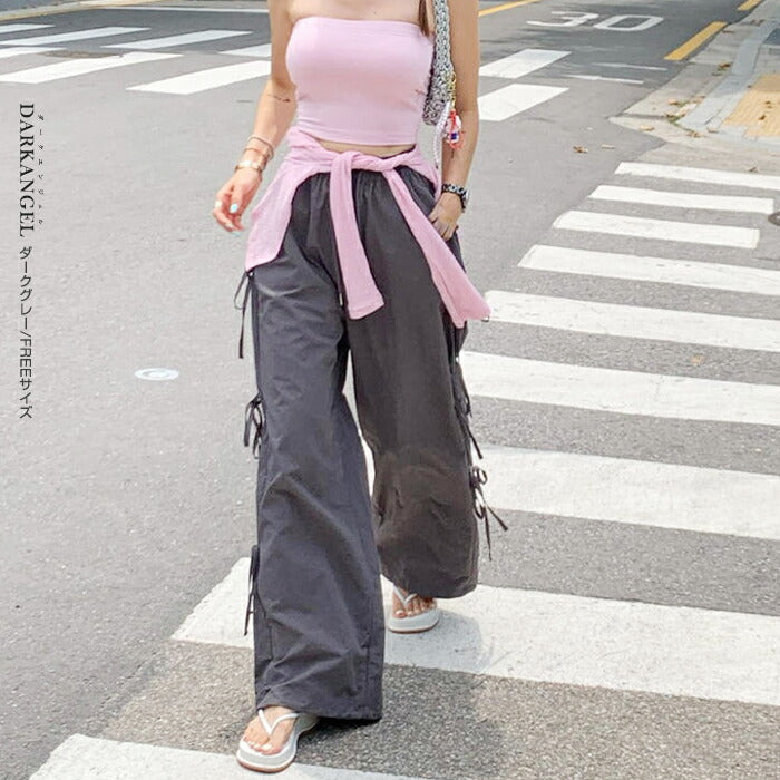 サイドリボンワイドパンツ