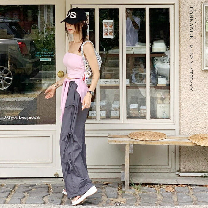 サイドリボンワイドパンツ