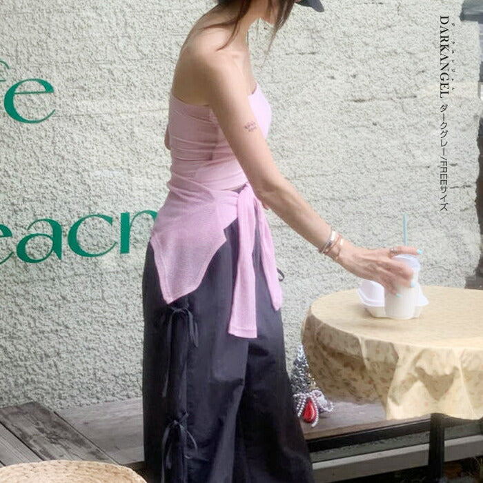 サイドリボンワイドパンツ