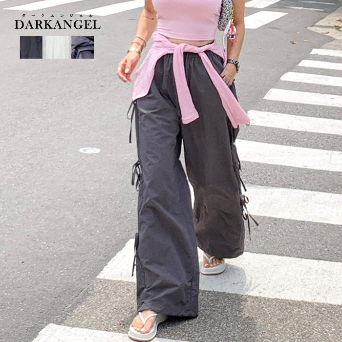 サイドリボンワイドパンツ