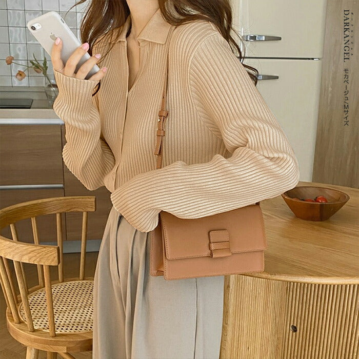 襟付きリブニットカーディガン