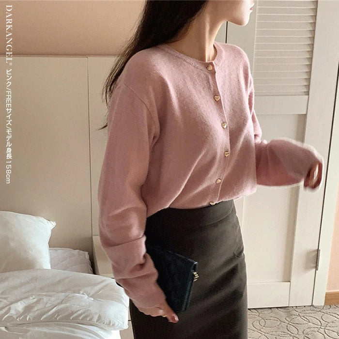 ハートボタンニットカーディガン