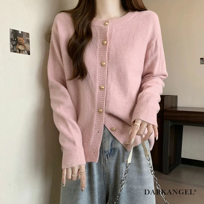 ハートボタンニットカーディガン