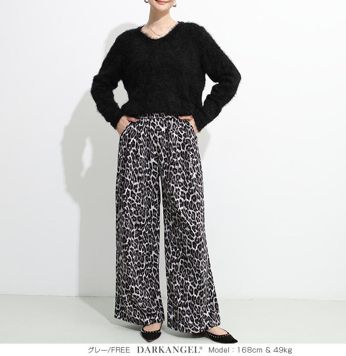 レオパード柄ワイドパンツ