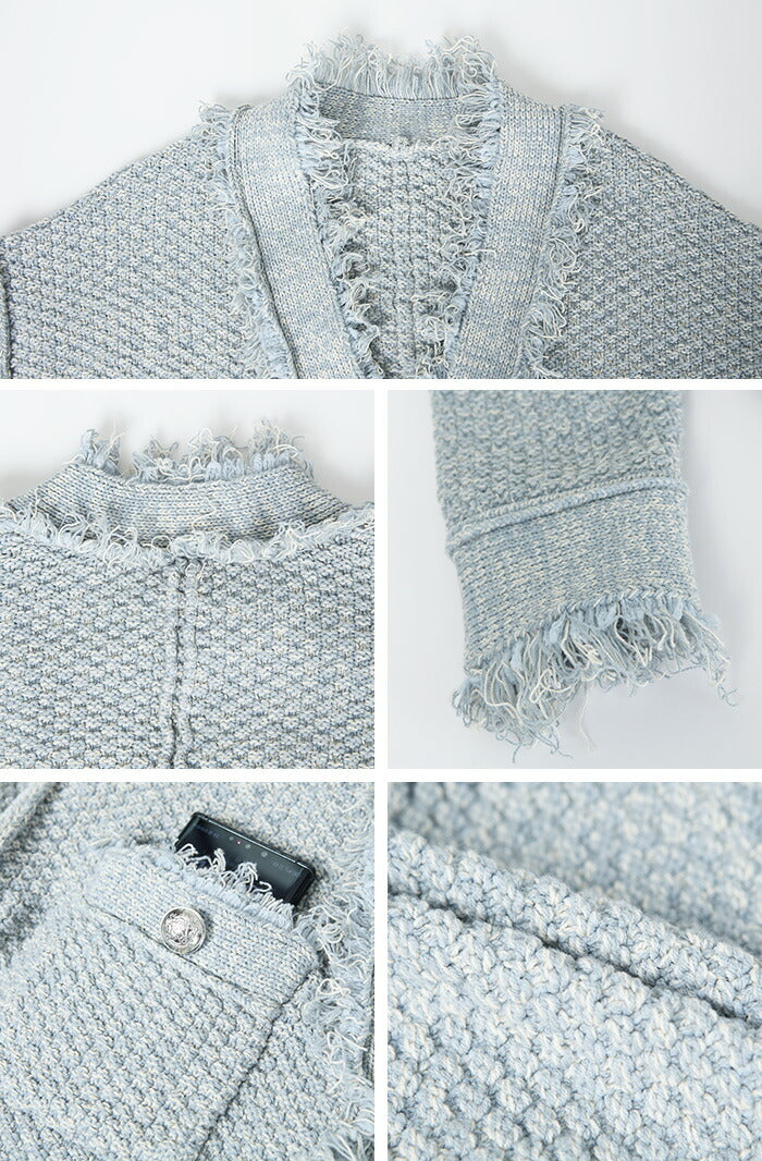 ツイードフリンジニットジャケット