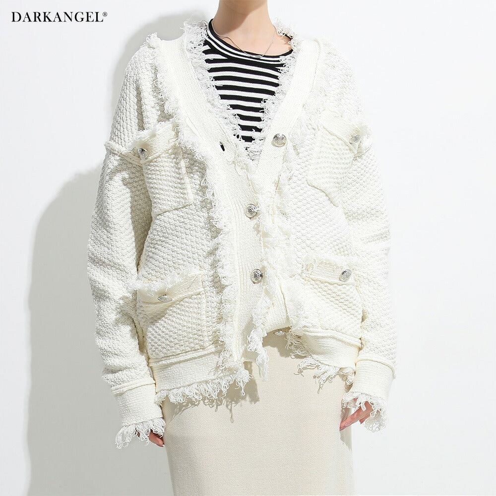 ツイードフリンジニットジャケット