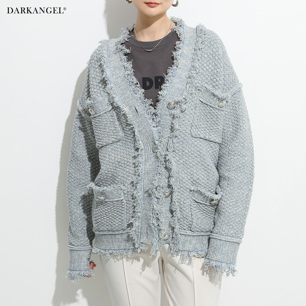 ツイードフリンジニットジャケット