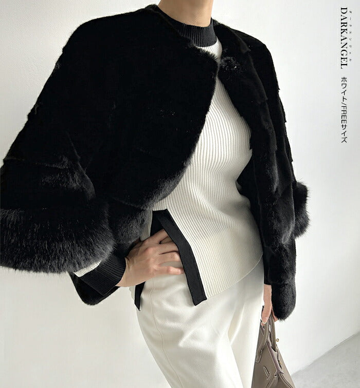 ハイネック配色ニット