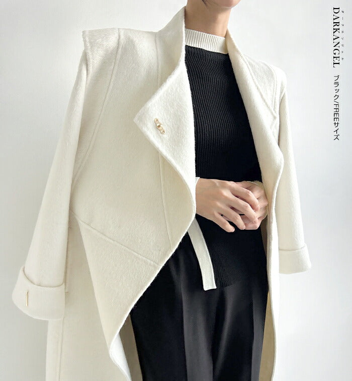 ハイネック配色ニット