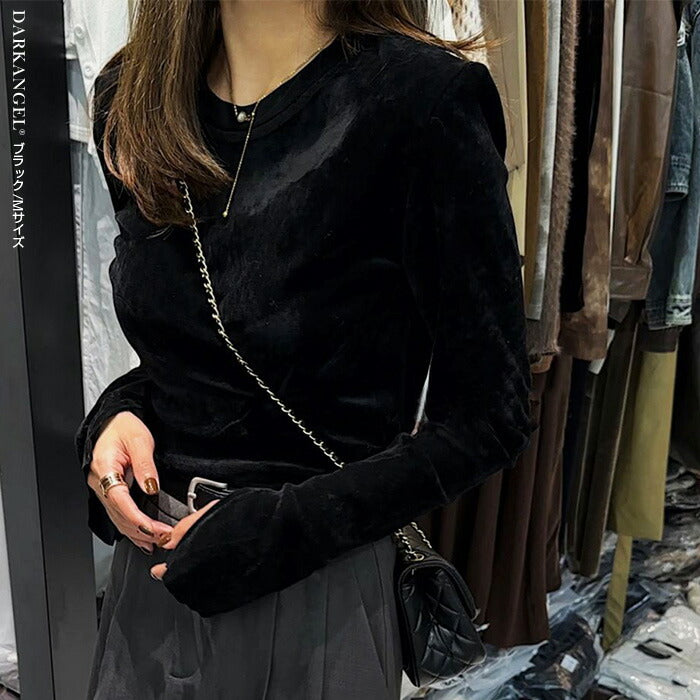 スリットスリーブベロアトップス