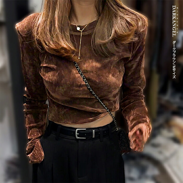 スリットスリーブベロアトップス