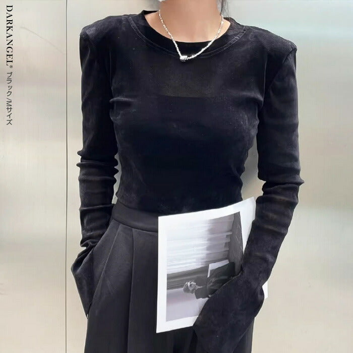 スリットスリーブベロアトップス