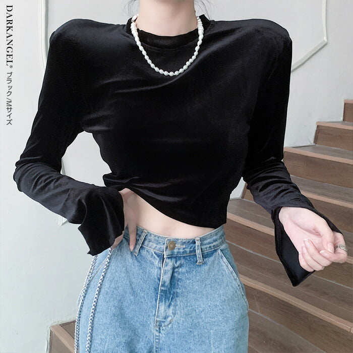 スリットスリーブベロアトップス