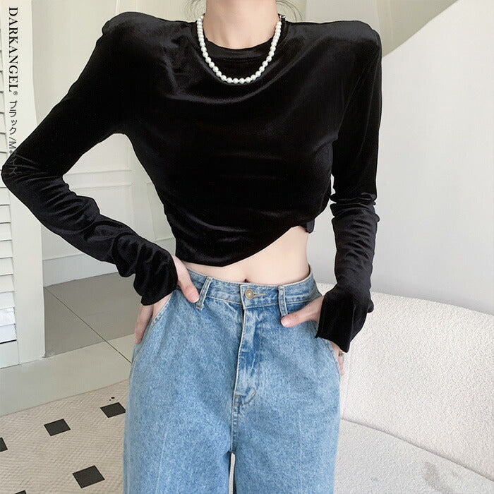 スリットスリーブベロアトップス