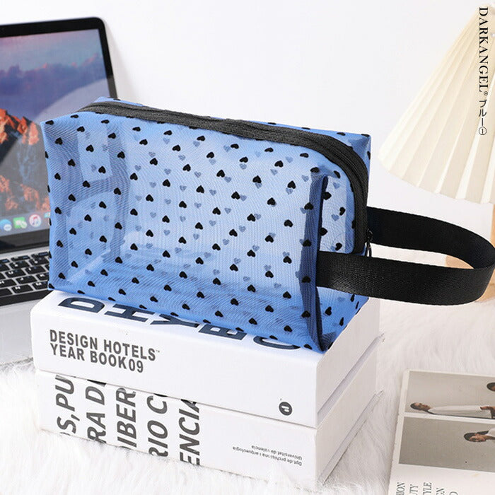 5点入り|ハートメッシュポーチ