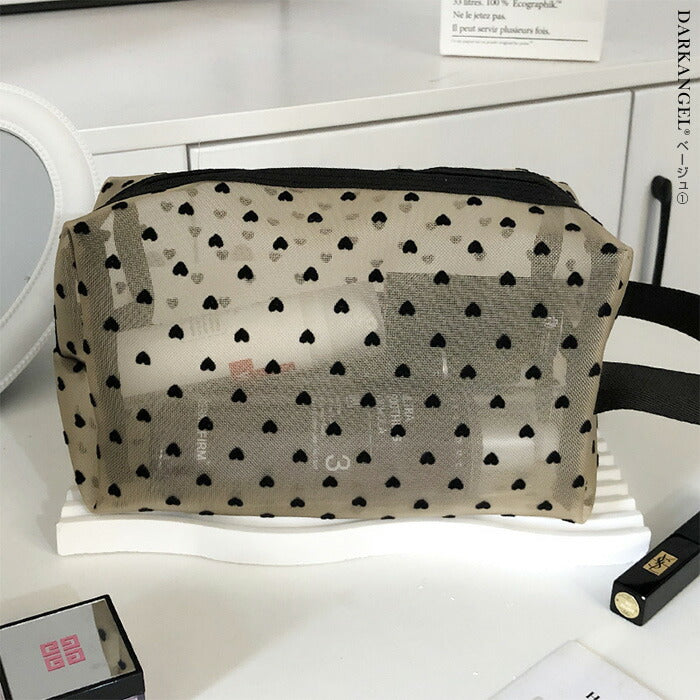 5点入り|ハートメッシュポーチ