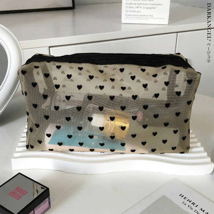 5点入り|ハートメッシュポーチ