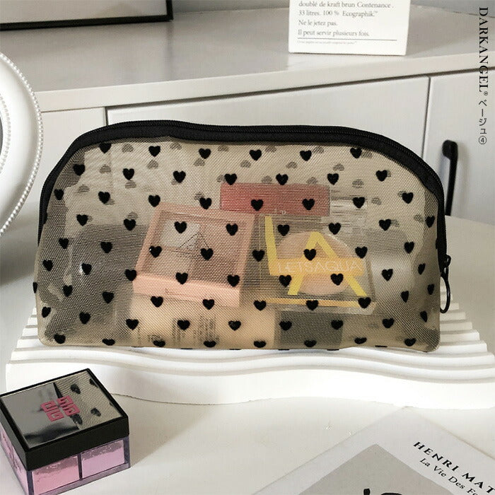 5点入り|ハートメッシュポーチ