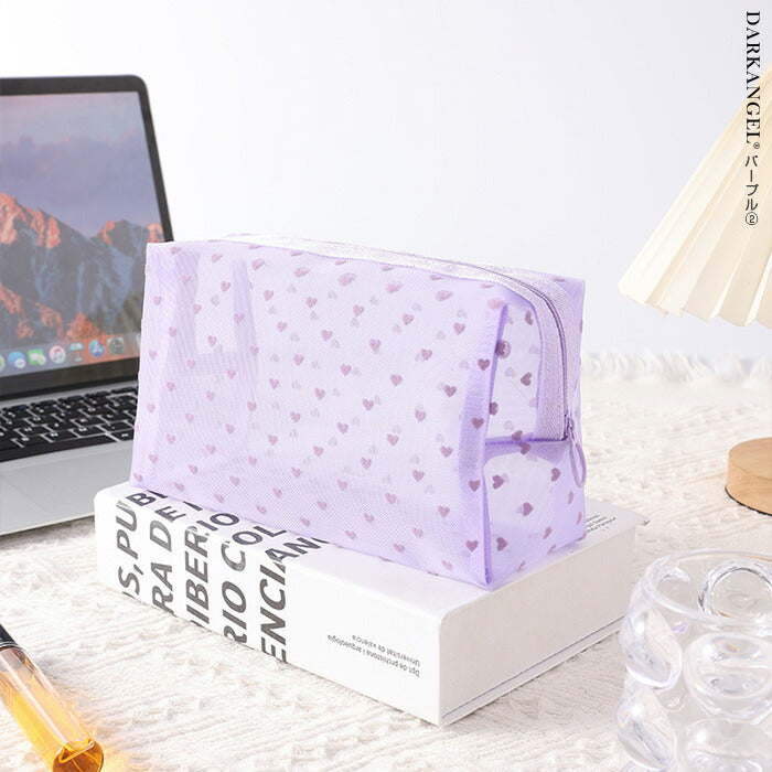 5点入り|ハートメッシュポーチ