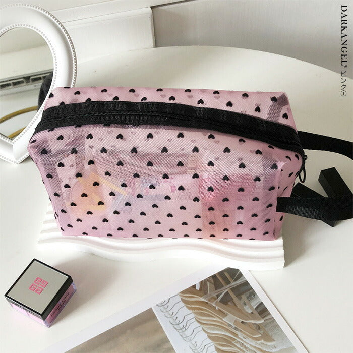 5点入り|ハートメッシュポーチ