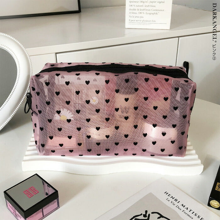 5点入り|ハートメッシュポーチ