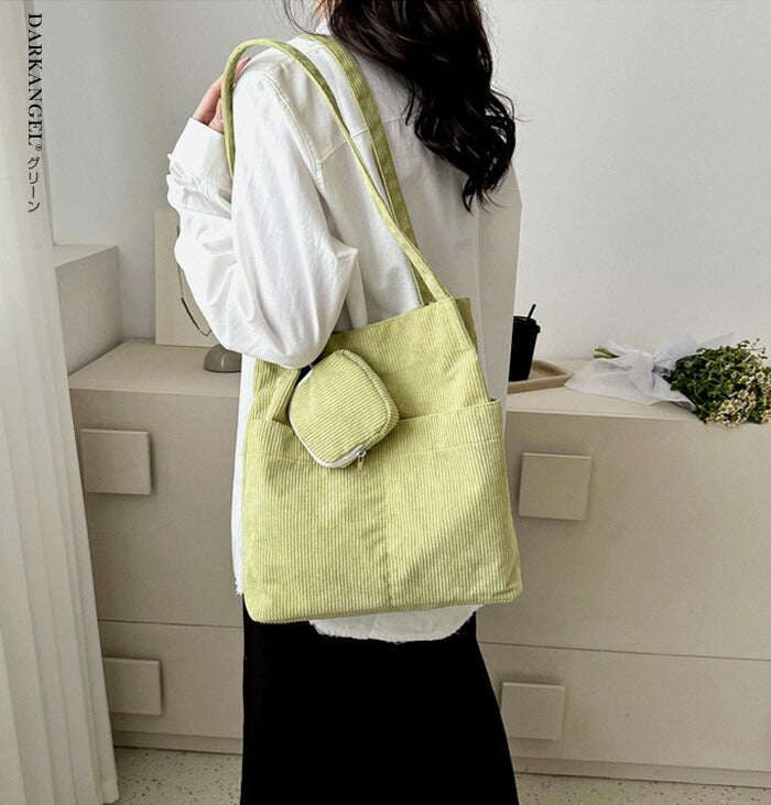 コーデュロイトートバッグ