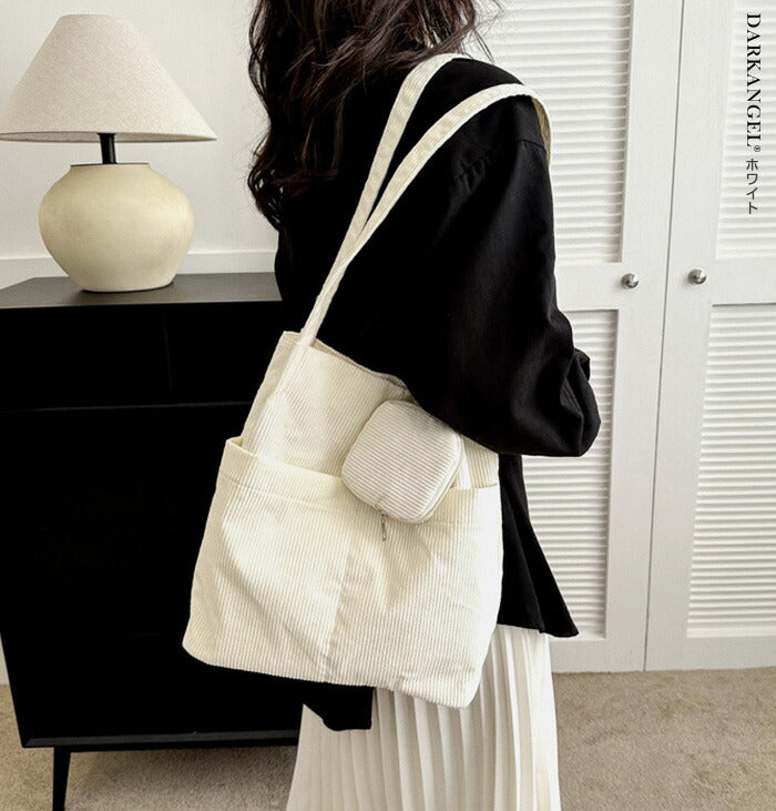 コーデュロイトートバッグ