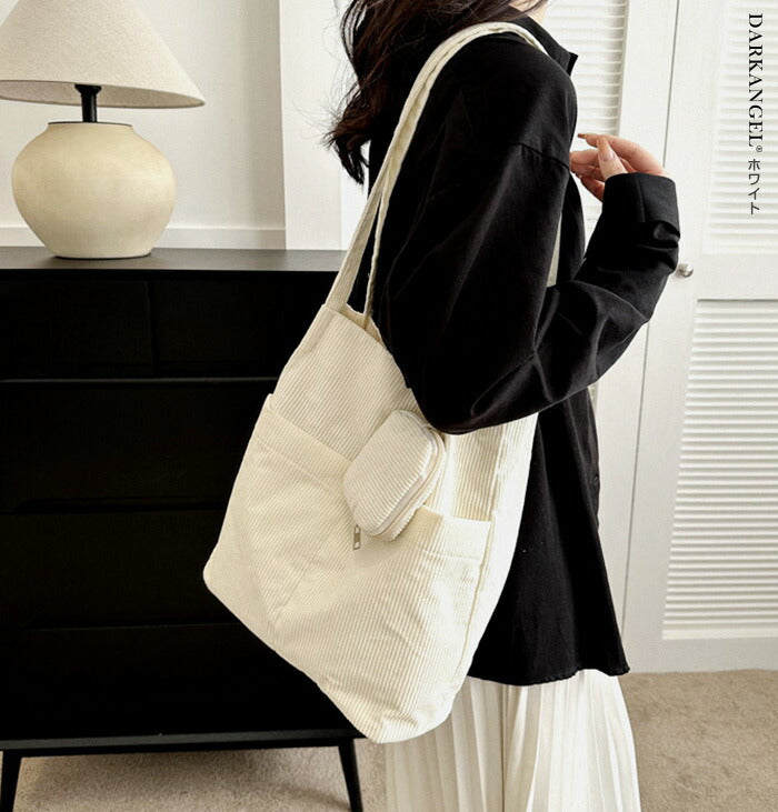 コーデュロイトートバッグ