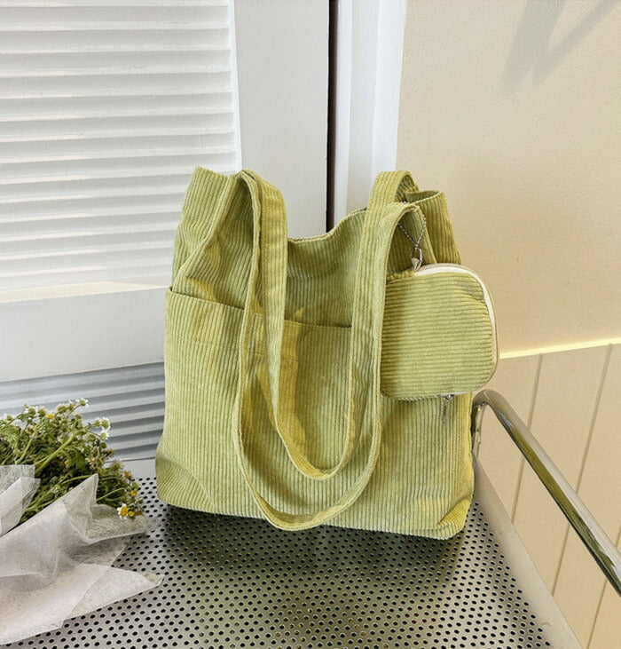 コーデュロイトートバッグ