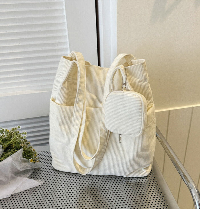 コーデュロイトートバッグ