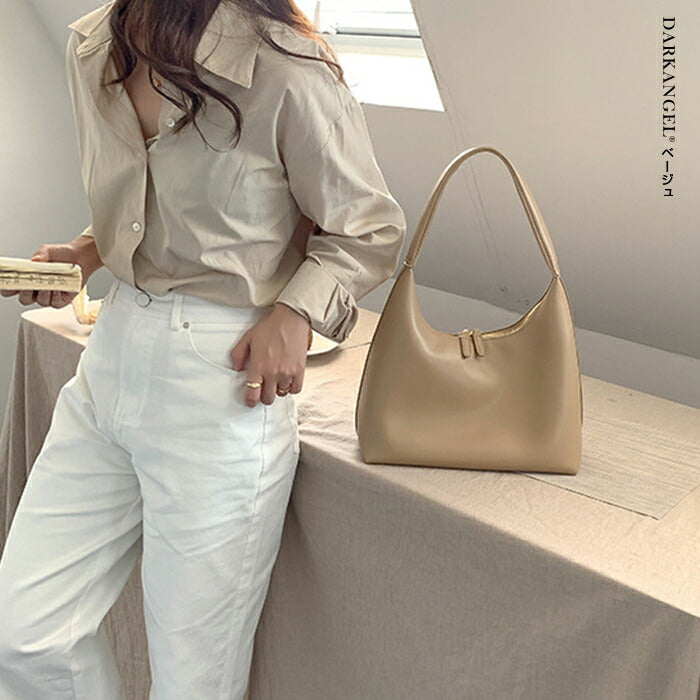 ソフトレザーシンプルショルダーバッグ