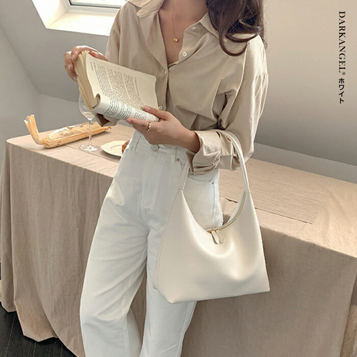 ソフトレザーシンプルショルダーバッグ