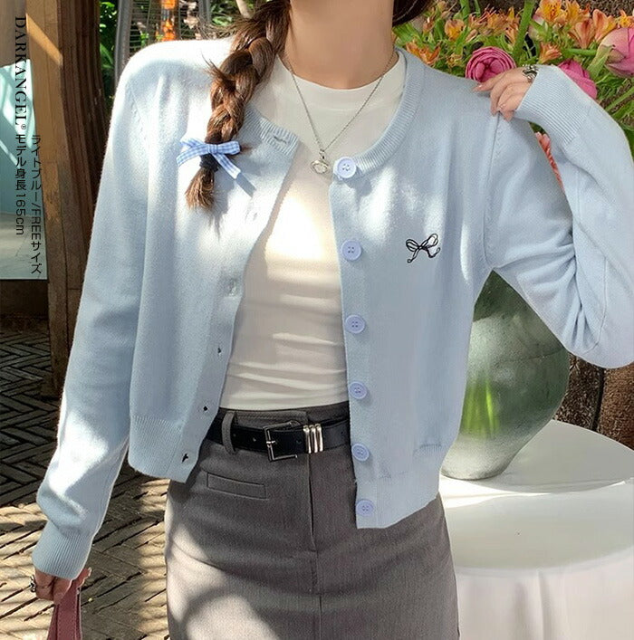 リボンモチーフショートカーデ