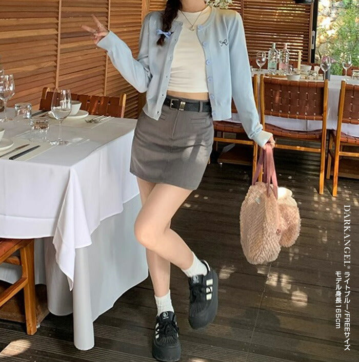 リボンモチーフショートカーデ