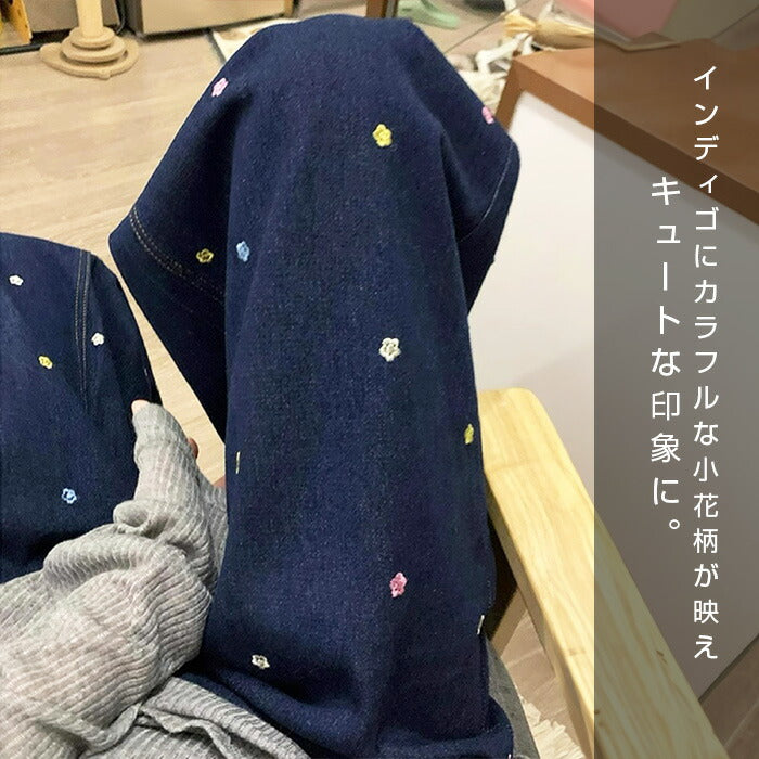 05size | 刺しゅう小花柄ワイドデニムパンツ