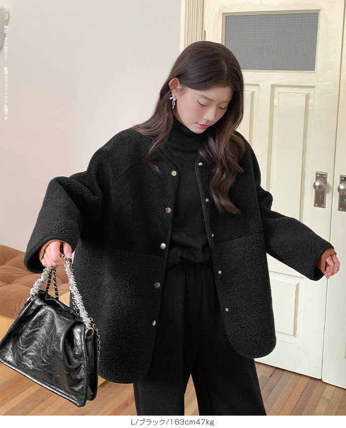 2WAYノーカラーリバーシブルコート