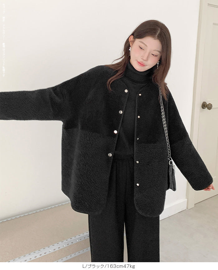 2WAYノーカラーリバーシブルコート