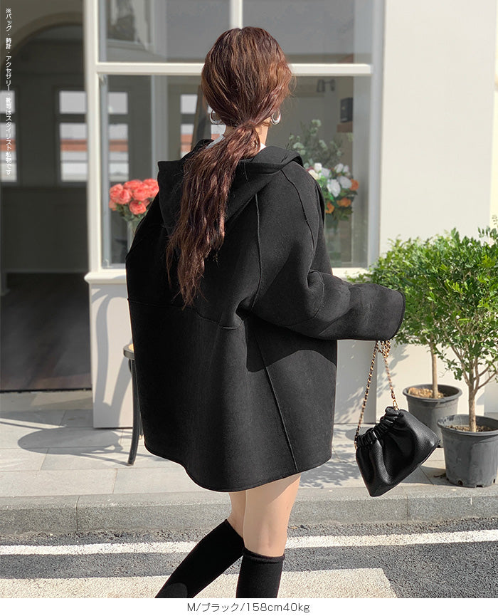 2WAYノーカラーリバーシブルコート