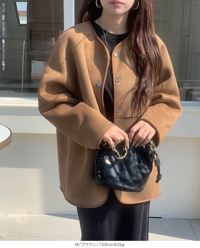 2WAYノーカラーリバーシブルコート