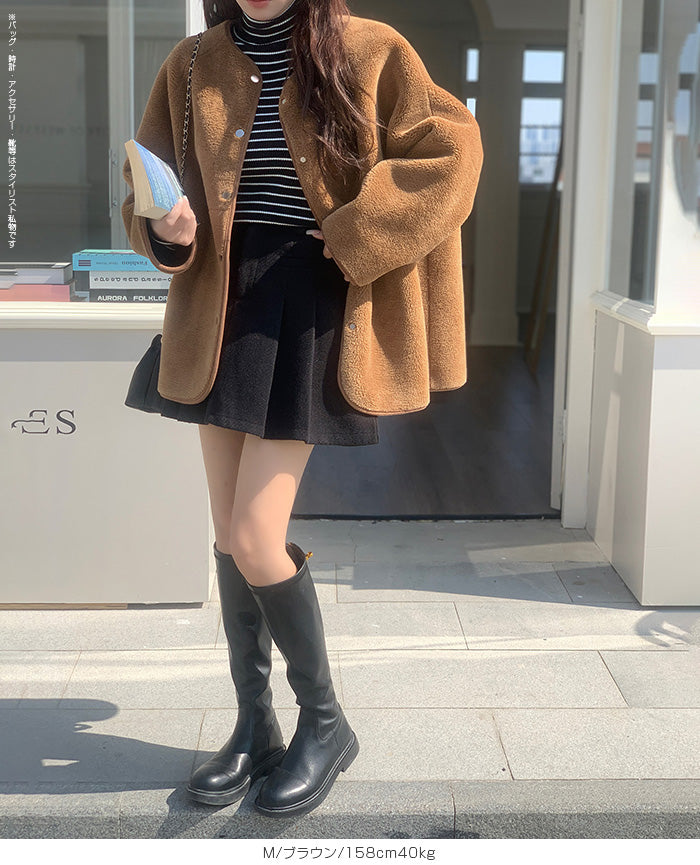 2WAYノーカラーリバーシブルコート